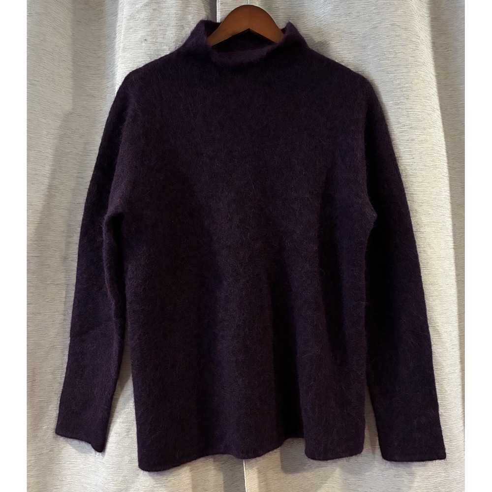 Eileen Fisher Womens Wool Mohair Blend Italian Yarn Turtleneck Sweater Purple L